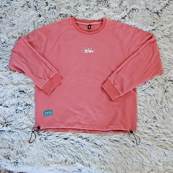 Aywter Popular Salmon Drawstring Waist Baggy Crewneck Graffiti Sweatshirt Sz XL - Picture 6 of 16
